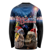 New Zealand and Australia Merry Christmas Long Sleeve Shirt Kiwi Bird and Kangaroo Xmas Vibe LT03 - Polynesian Pride