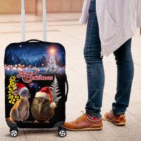New Zealand and Australia Merry Christmas Luggage Cover Kiwi Bird and Kangaroo Xmas Vibe LT03 Black - Polynesian Pride