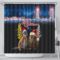 New Zealand and Australia Merry Christmas Shower Curtain Kiwi Bird and Kangaroo Xmas Vibe LT03 - Polynesian Pride