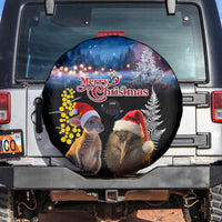 New Zealand and Australia Merry Christmas Spare Tire Cover Kiwi Bird and Kangaroo Xmas Vibe LT03 Black - Polynesian Pride