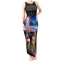 New Zealand and Australia Merry Christmas Tank Maxi Dress Kiwi Bird and Kangaroo Xmas Vibe LT03 Women Black - Polynesian Pride