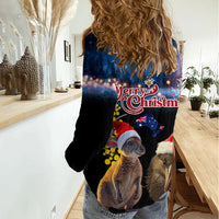 New Zealand and Australia Merry Christmas Women Casual Shirt Kiwi Bird and Kangaroo Xmas Vibe LT03 - Polynesian Pride