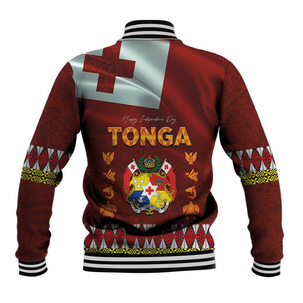 Tonga Independence Day Baseball Jacket National Flag and Emblem with Ngatu Art Pattern