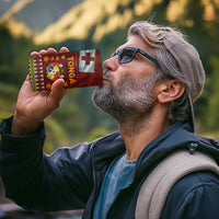 Tonga Independence Day 4 in 1 Can Cooler Tumbler National Flag and Emblem with Ngatu Art Pattern
