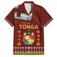 Tonga Independence Day Family Matching Long Sleeve Bodycon Dress and Hawaiian Shirt National Flag and Emblem with Ngatu Art Pattern LT03 Dad's Shirt - Short Sleeve Red - Polynesian Pride