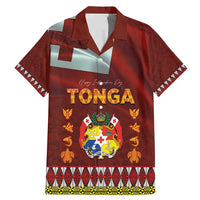 Tonga Independence Day Family Matching Mermaid Dress and Hawaiian Shirt National Flag and Emblem with Ngatu Art Pattern LT03 Dad's Shirt - Short Sleeve Red - Polynesian Pride