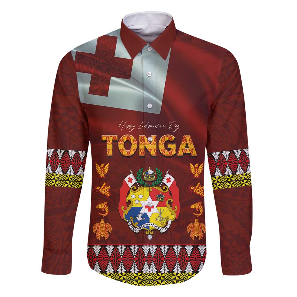 Tonga Independence Day Family Matching Off Shoulder Maxi Dress and Hawaiian Shirt National Flag and Emblem with Ngatu Art Pattern