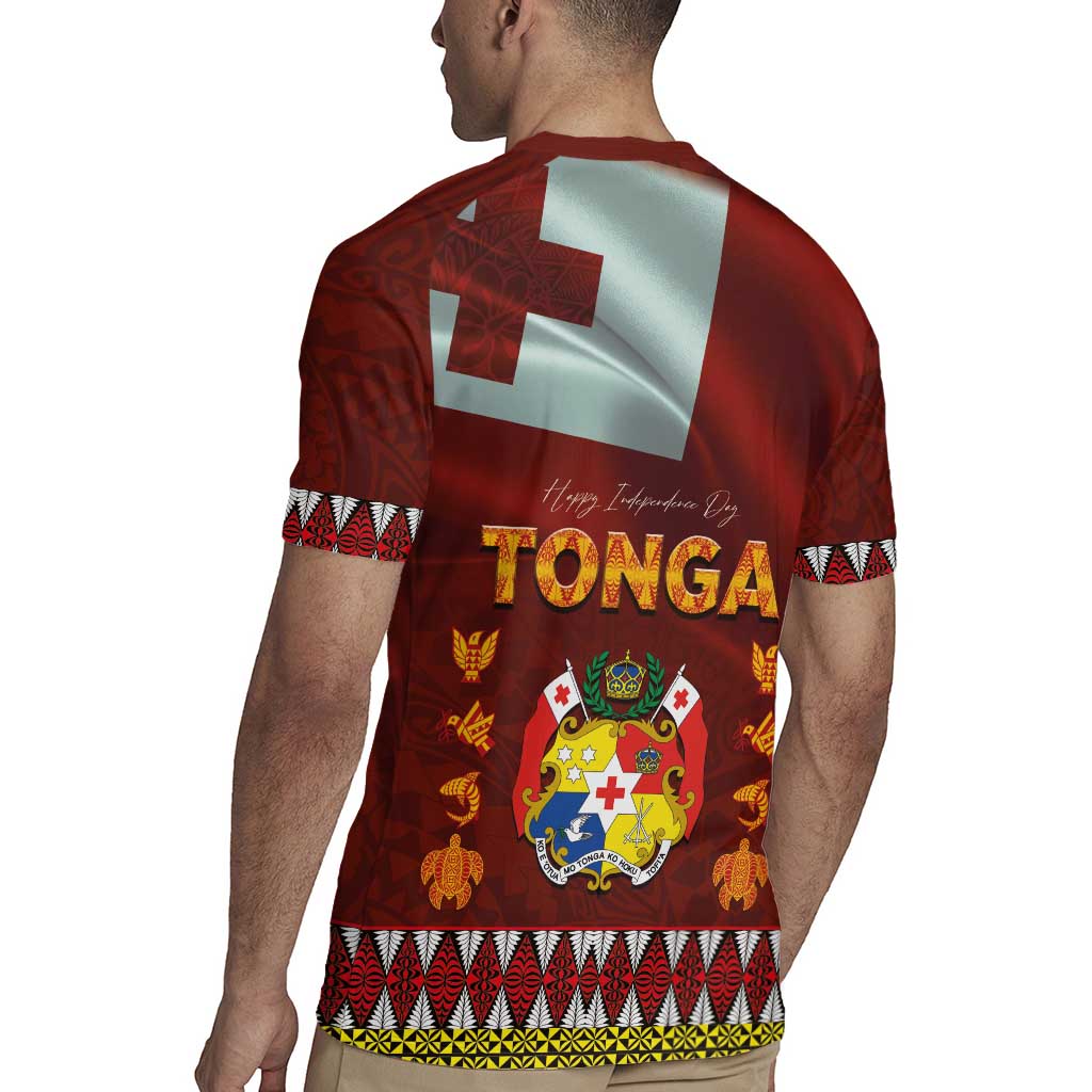 Tonga Independence Day Rugby Jersey National Flag and Emblem with Ngatu Art Pattern