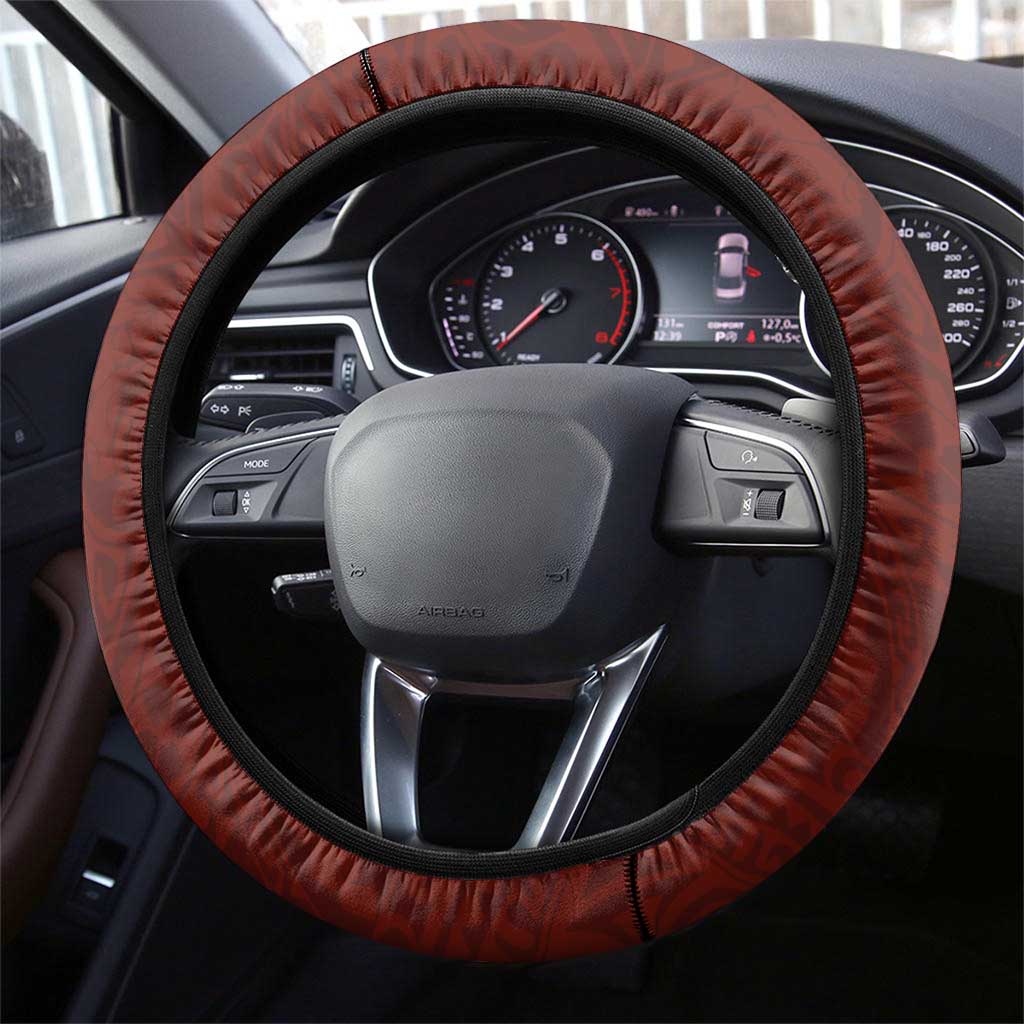 Tonga Independence Day Steering Wheel Cover National Flag and Emblem with Ngatu Art Pattern