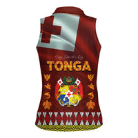 Tonga Independence Day Women Sleeveless Polo Shirt National Flag and Emblem with Ngatu Art Pattern