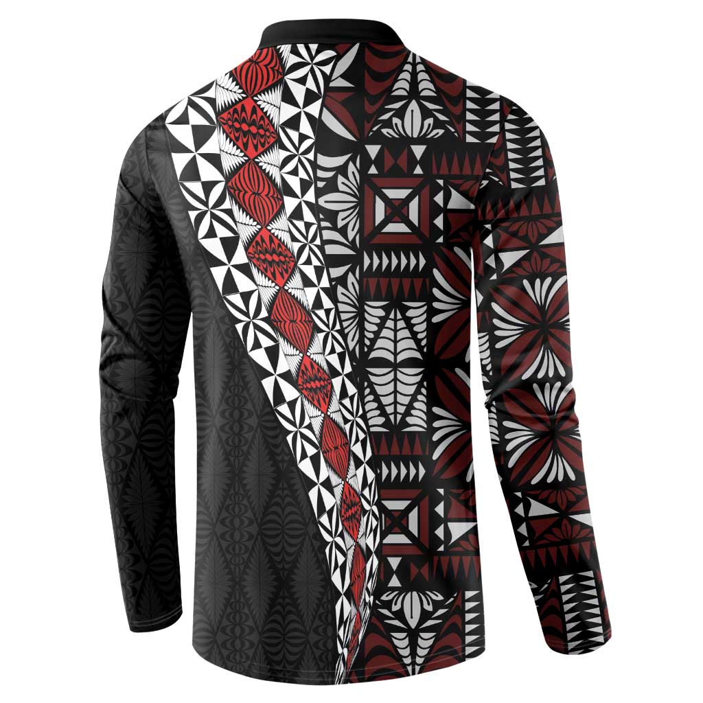 Tonga Ngatu Art Tattoo Polynesian Button Sweatshirt