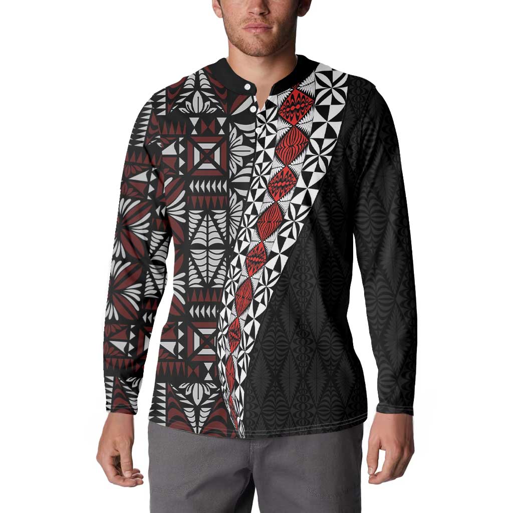 Tonga Ngatu Art Tattoo Polynesian Button Sweatshirt