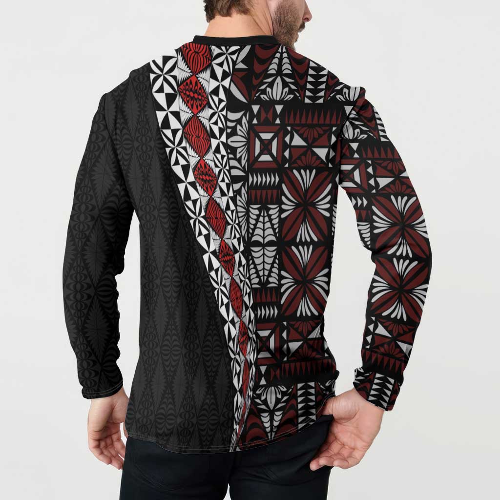 Tonga Ngatu Art Tattoo Polynesian Button Sweatshirt