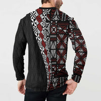 Tonga Ngatu Art Tattoo Polynesian Button Sweatshirt