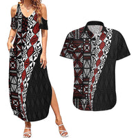 Tonga Ngatu Art Tattoo Polynesian Couples Matching Summer Maxi Dress and Hawaiian Shirt