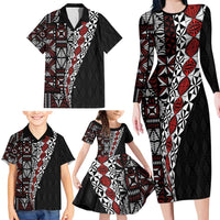 Tonga Ngatu Art Tattoo Polynesian Family Matching Long Sleeve Bodycon Dress and Hawaiian Shirt LT03 - Polynesian Pride