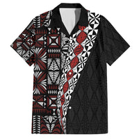 Tonga Ngatu Art Tattoo Polynesian Family Matching Long Sleeve Bodycon Dress and Hawaiian Shirt LT03 Dad's Shirt - Short Sleeve Black - Polynesian Pride