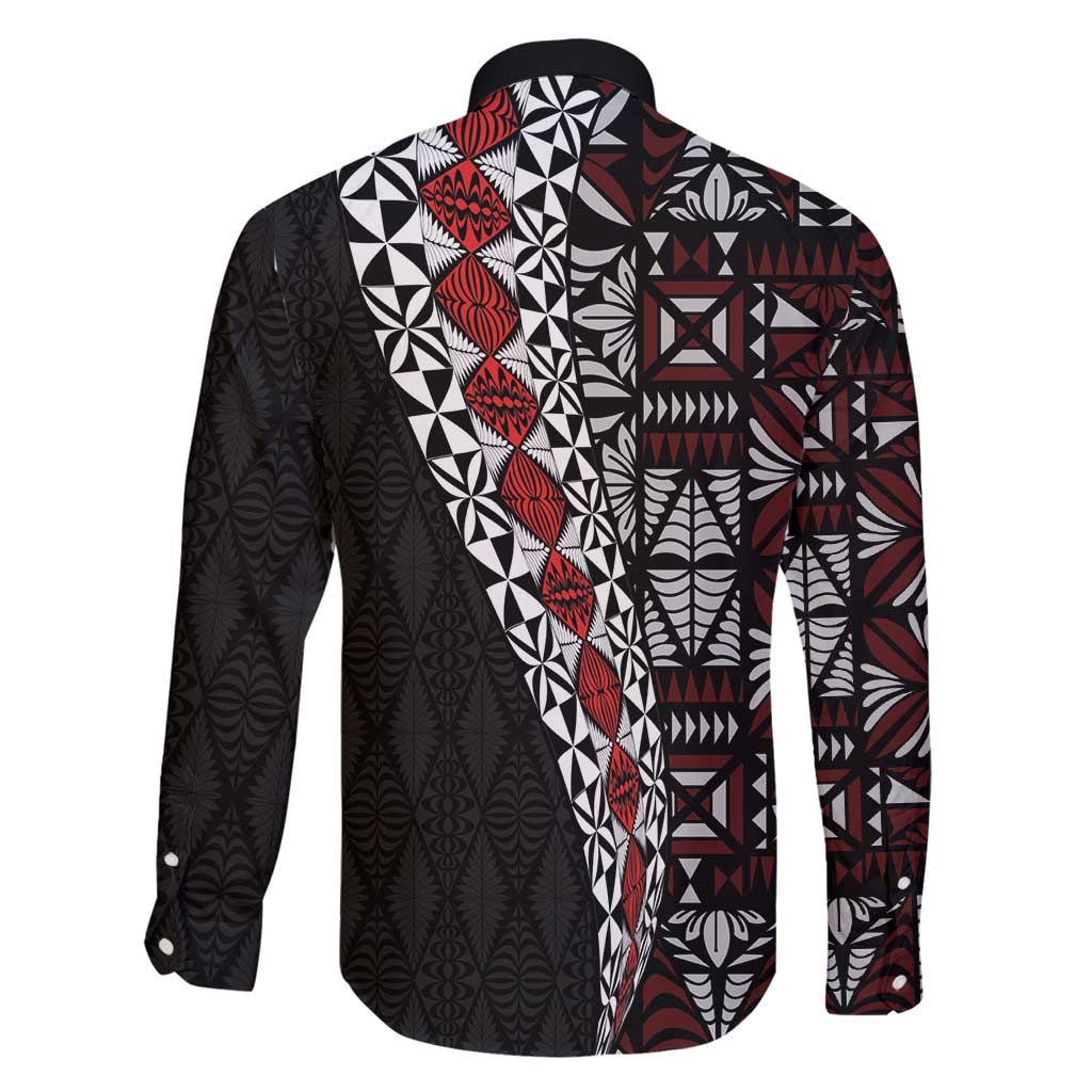 Tonga Ngatu Art Tattoo Polynesian Family Matching Off Shoulder Short Dress and Hawaiian Shirt