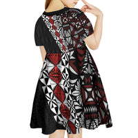 Tonga Ngatu Art Tattoo Polynesian Kid Short Sleeve Dress