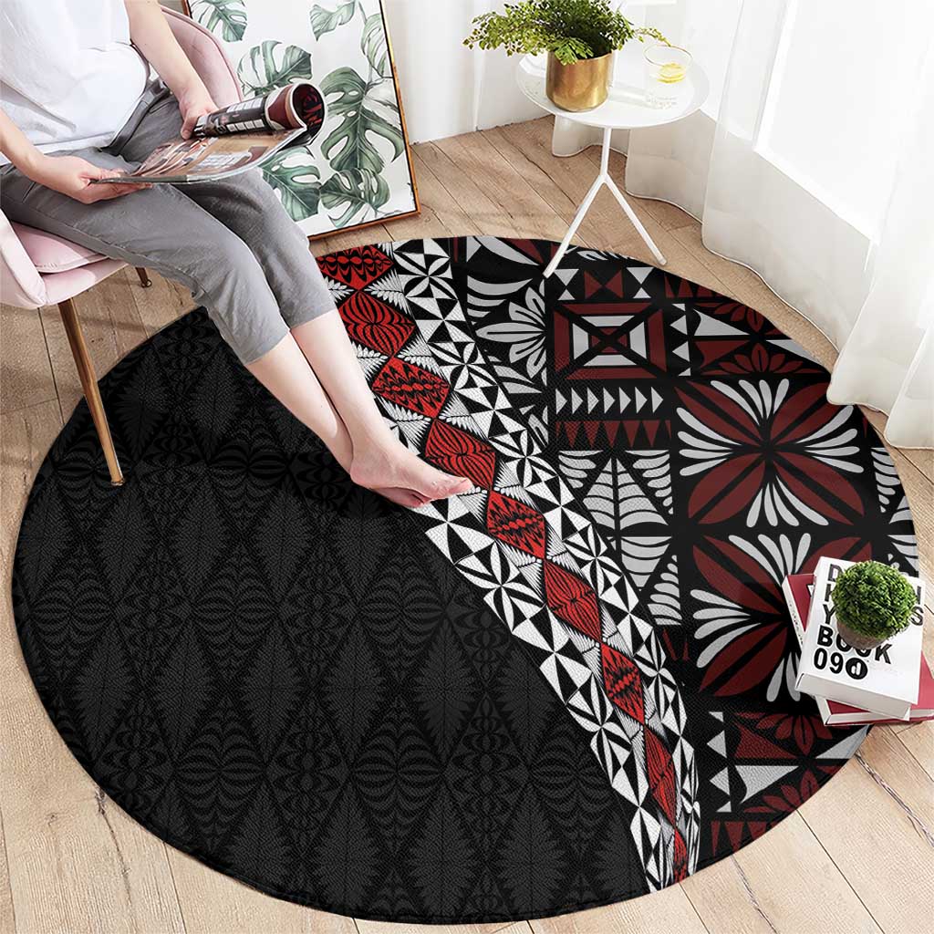 Tonga Ngatu Art Tattoo Polynesian Round Carpet