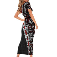Tonga Ngatu Art Tattoo Polynesian Short Sleeve Bodycon Dress