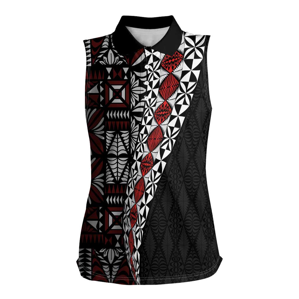 Tonga Ngatu Art Tattoo Polynesian Women Sleeveless Polo Shirt