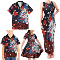 Hawaiian and Japanese Together Family Matching Tank Maxi Dress and Hawaiian Shirt Hibiscus and Koi Fish Polynesian Pattern Colorful Style LT03 - Polynesian Pride