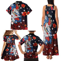 Hawaiian and Japanese Together Family Matching Tank Maxi Dress and Hawaiian Shirt Hibiscus and Koi Fish Polynesian Pattern Colorful Style LT03 - Polynesian Pride