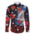 Hawaiian and Japanese Together Long Sleeve Button Shirt Hibiscus and Koi Fish Polynesian Pattern Colorful Style