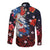 Hawaiian and Japanese Together Long Sleeve Button Shirt Hibiscus and Koi Fish Polynesian Pattern Colorful Style