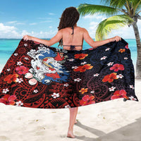 Hawaiian and Japanese Together Sarong Hibiscus and Koi Fish Polynesian Pattern Colorful Style LT03 - Polynesian Pride