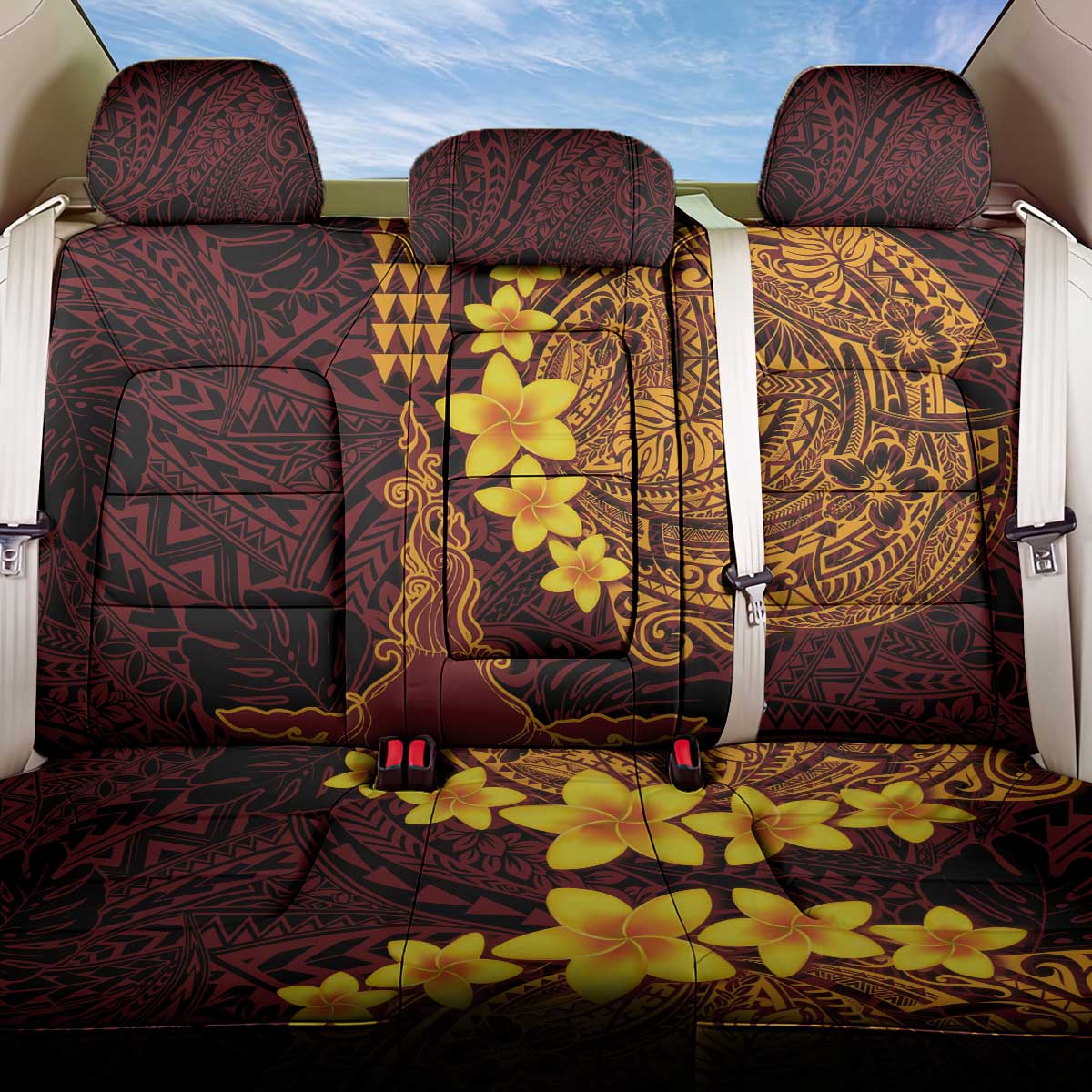 Hawaii Volcano Back Car Seat Cover Polynesian and Kakau Pattern LT03 One Size Red - Polynesian Pride