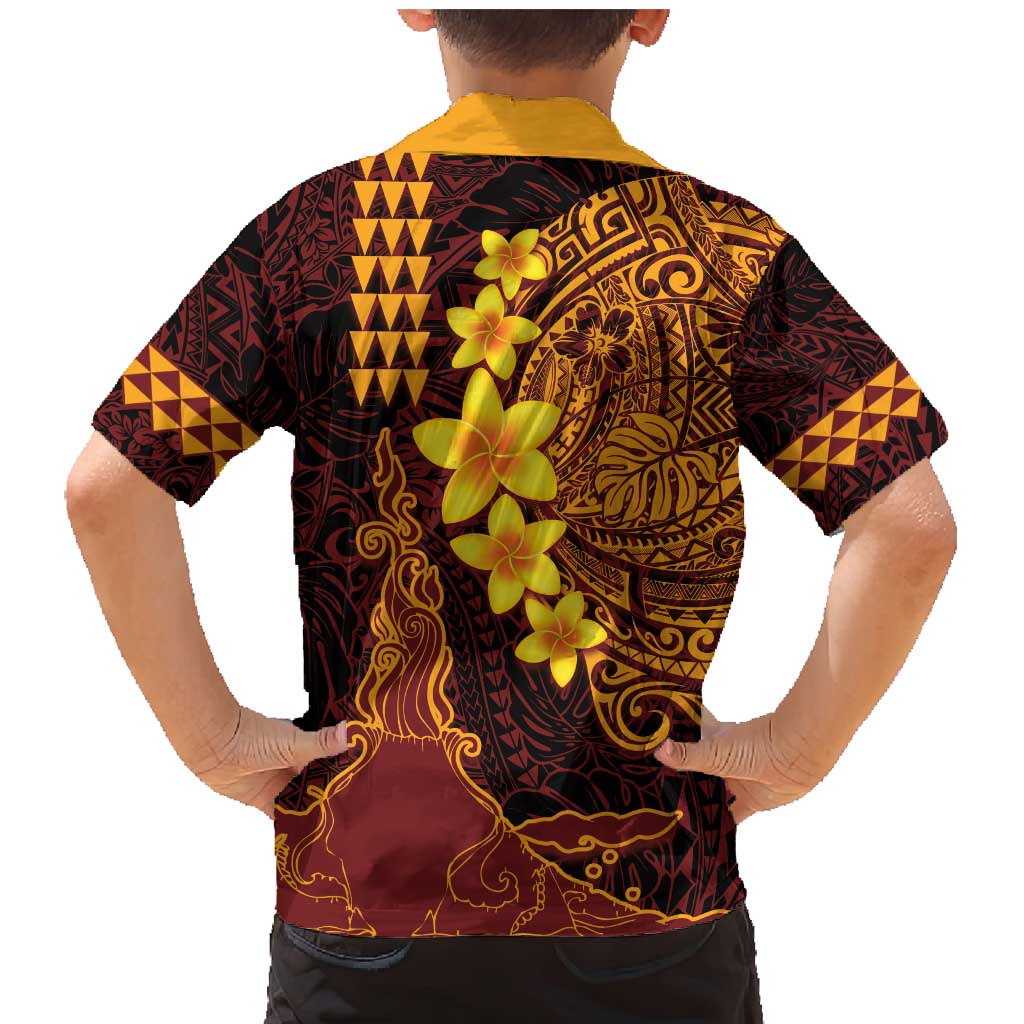 Hawaii Volcano Family Matching Mermaid Dress and Hawaiian Shirt Polynesian and Kakau Pattern