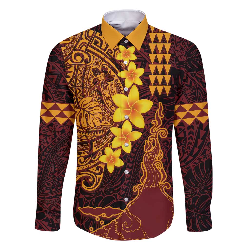 Hawaii Volcano Family Matching Short Sleeve Bodycon Dress and Hawaiian Shirt Polynesian and Kakau Pattern