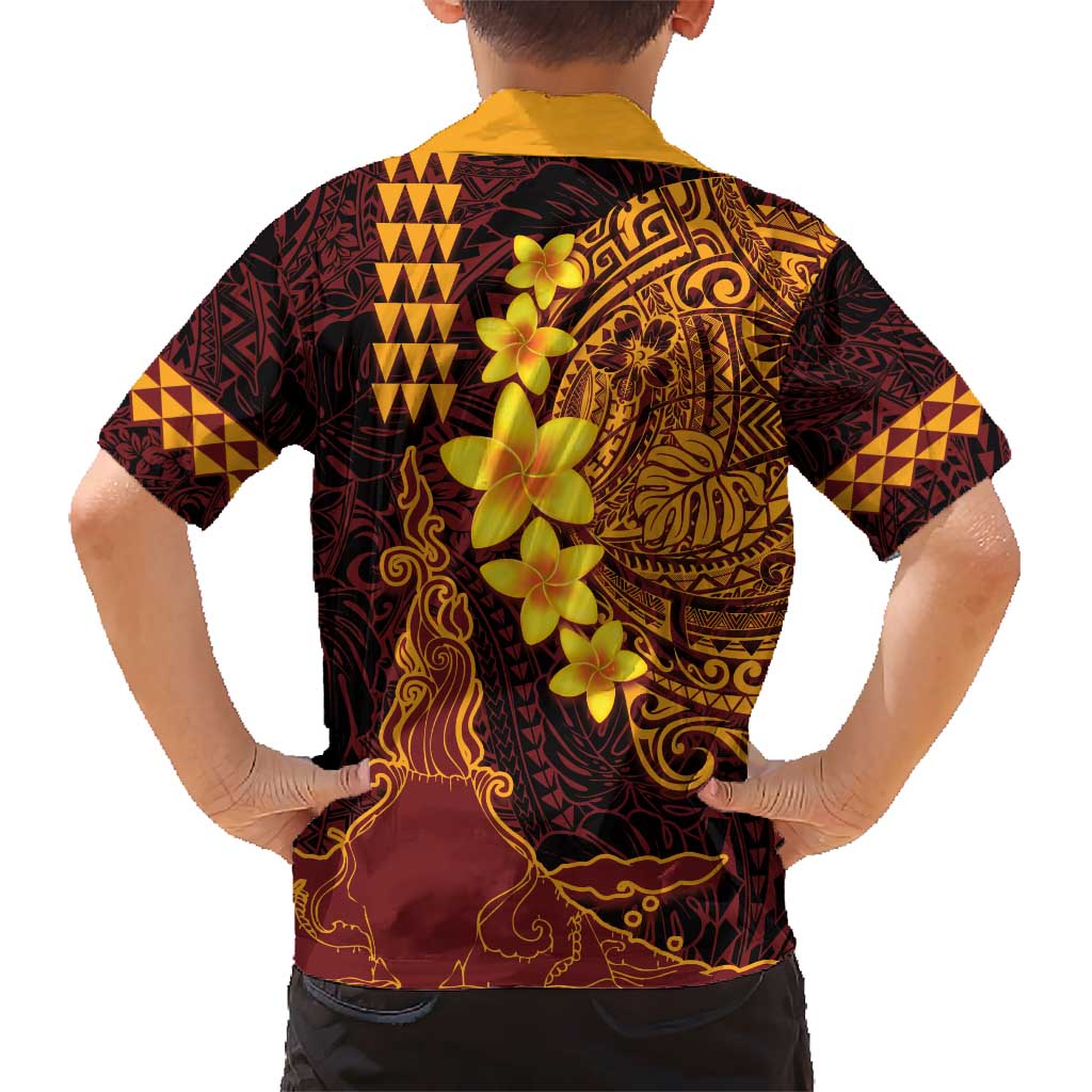 Hawaii Volcano Kid Hawaiian Shirt Polynesian and Kakau Pattern