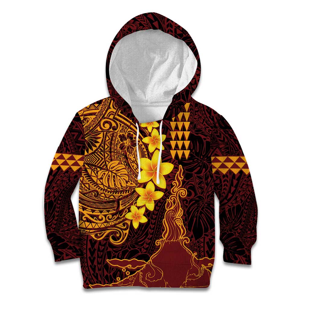 Hawaii Volcano Kid Hoodie Polynesian and Kakau Pattern LT03 Hoodie Red - Polynesian Pride