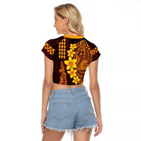 Hawaii Volcano Raglan Cropped T Shirt Polynesian and Kakau Pattern
