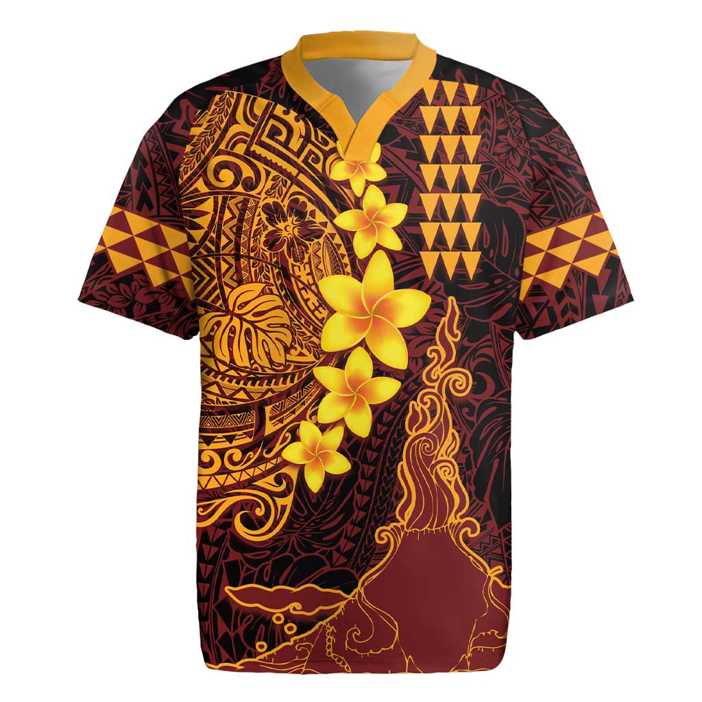 Hawaii Volcano Rugby Jersey Polynesian and Kakau Pattern LT03 Red - Polynesian Pride