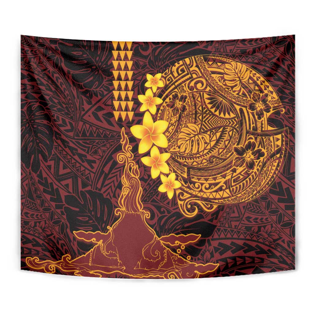 Hawaii Volcano Tapestry Polynesian and Kakau Pattern