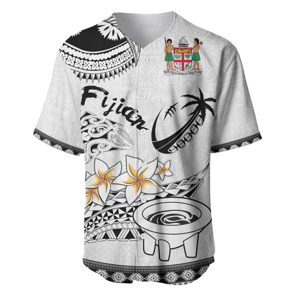 Fijian Traditional Culture Baseball Jersey Tapa Tribal Tattoos LT03 White - Polynesian Pride