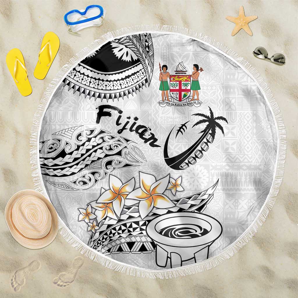 Fijian Traditional Culture Beach Blanket Tapa Tribal Tattoos LT03 One Size 150cm White - Polynesian Pride