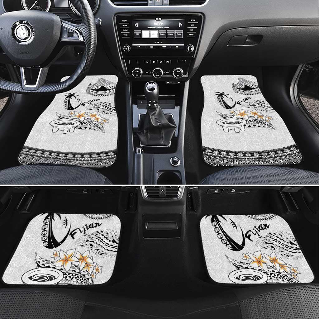 Fijian Traditional Culture Car Mats Tapa Tribal Tattoos LT03 Set 4pcs White - Polynesian Pride