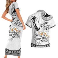 Fijian Traditional Culture Couples Matching Short Sleeve Bodycon Dress and Hawaiian Shirt Tapa Tribal Tattoos LT03 - Polynesian Pride