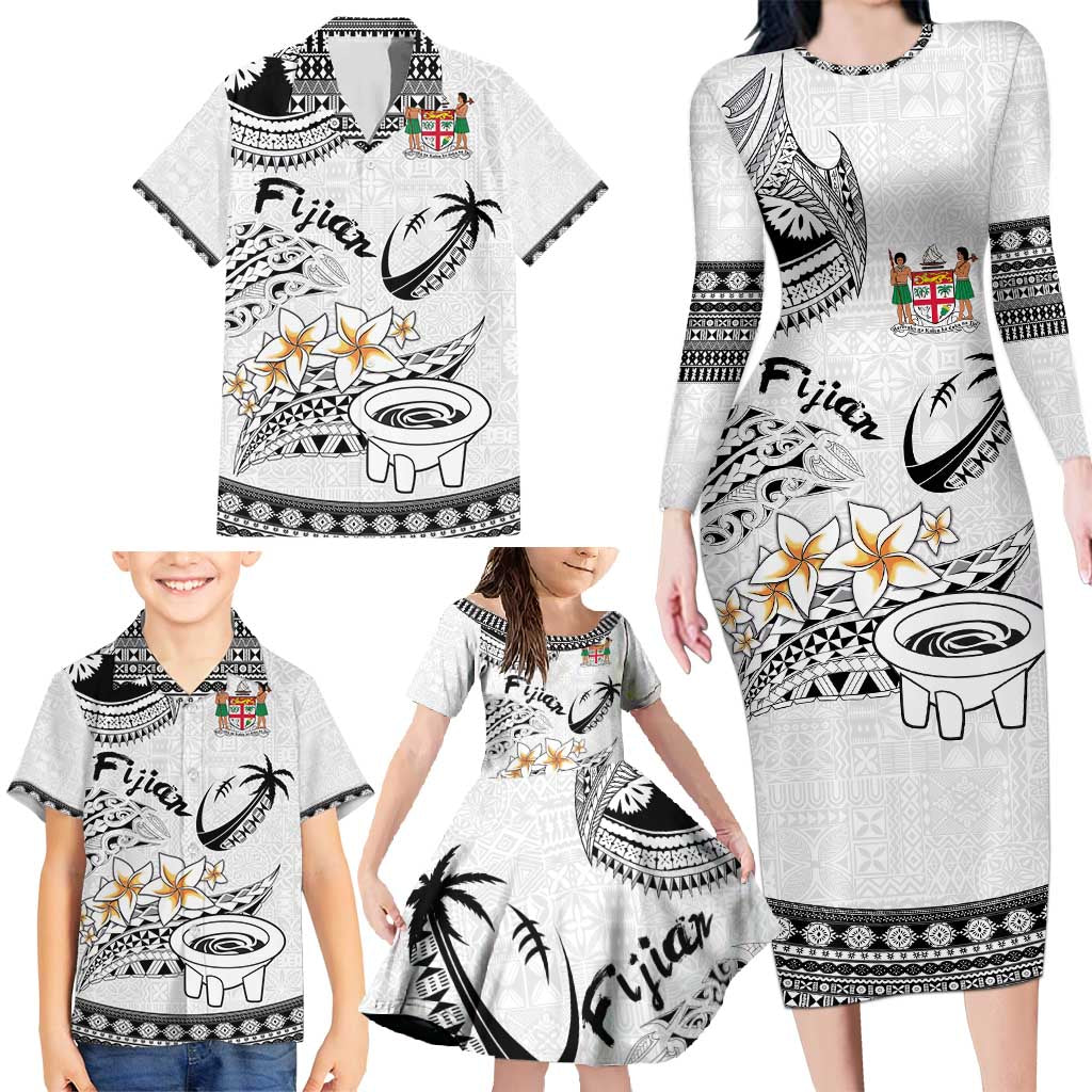 Fijian Traditional Culture Family Matching Long Sleeve Bodycon Dress and Hawaiian Shirt Tapa Tribal Tattoos LT03 - Polynesian Pride
