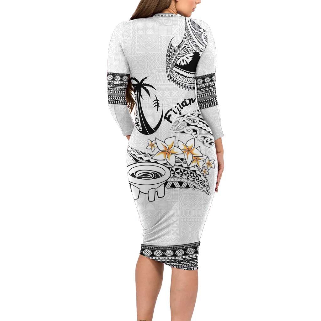 Fijian Traditional Culture Family Matching Long Sleeve Bodycon Dress and Hawaiian Shirt Tapa Tribal Tattoos LT03 - Polynesian Pride