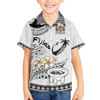 Fijian Traditional Culture Family Matching Long Sleeve Bodycon Dress and Hawaiian Shirt Tapa Tribal Tattoos LT03 Son's Shirt White - Polynesian Pride