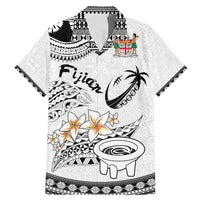 Fijian Traditional Culture Family Matching Mermaid Dress and Hawaiian Shirt Tapa Tribal Tattoos LT03 Dad's Shirt - Short Sleeve White - Polynesian Pride