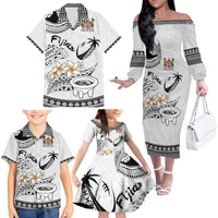 Fijian Traditional Culture Family Matching Off The Shoulder Long Sleeve Dress and Hawaiian Shirt Tapa Tribal Tattoos LT03 - Polynesian Pride
