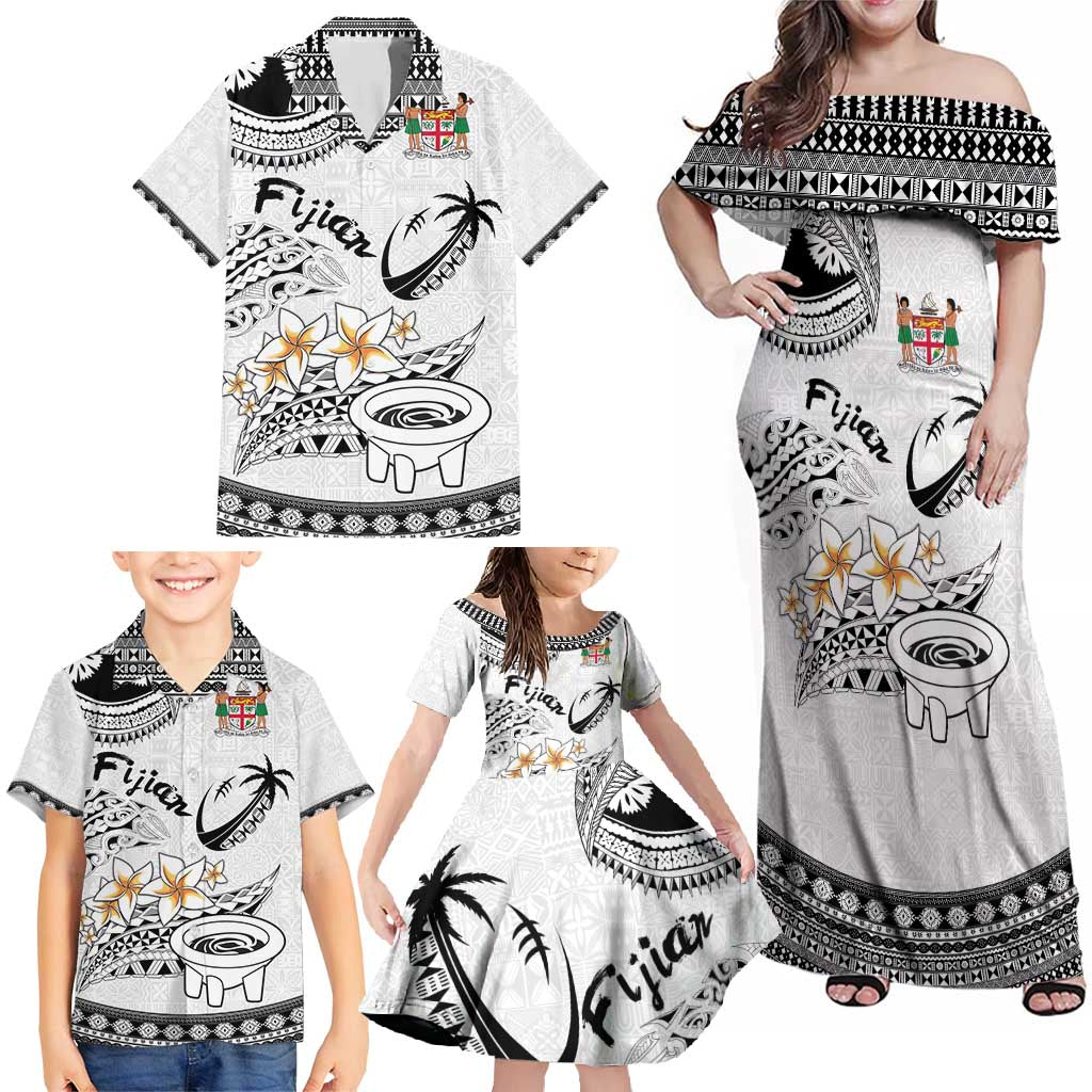 Fijian Traditional Culture Family Matching Off Shoulder Maxi Dress and Hawaiian Shirt Tapa Tribal Tattoos LT03 - Polynesian Pride