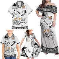 Fijian Traditional Culture Family Matching Off Shoulder Maxi Dress and Hawaiian Shirt Tapa Tribal Tattoos LT03 - Polynesian Pride